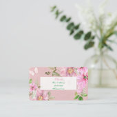 carte de visite florale rose (Debout devant)