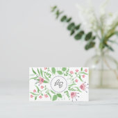 Carte de visite florale rose (Debout devant)