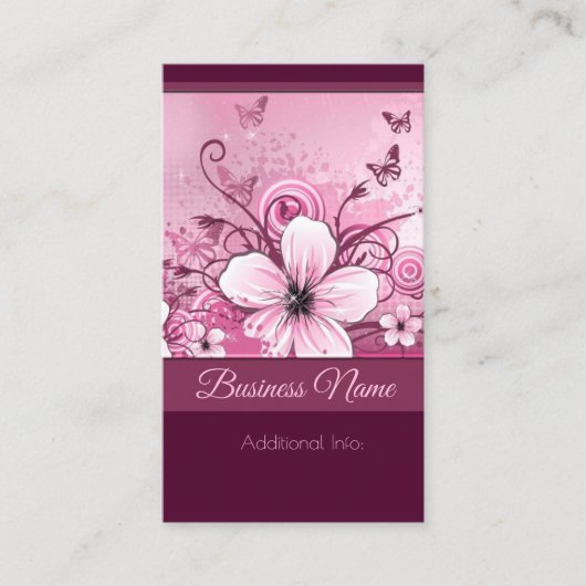 Carte de visite florale rose 2 (Devant)