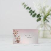 Carte de visite florale rose décorative (Debout devant)