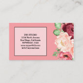 Carte de visite florale rose pour coiffeur (Dos)