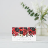 Carte de visite florale rouge et noire (Debout devant)