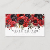 Carte de visite florale rouge et noire (Devant)