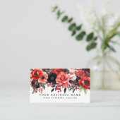 Carte de visite florale rouge et noire (Debout devant)