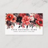 Carte de visite florale rouge et noire (Devant)