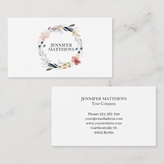 Carte De Visite Florale Visitenkarte (Devant / Derrière)