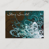 Carte De Visite Florales tourbillonnant MerBleu et chocolat (Dos)