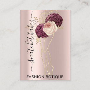 Carte De Visite Florals Wreath Rose QR Code corps SculptingStylist