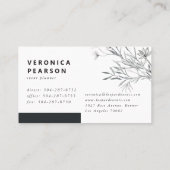 Carte De Visite Flore à croquis bleu marine | Minimal moderne (Dos)