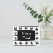 Carte De Visite Flore à rayures noir et blanc (Debout devant)