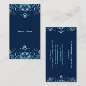 Carte De Visite Flore Bleu foncé et pastel (Devant / Derrière)