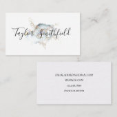 Carte De Visite Flore bleu poussiéreux (Devant / Derrière)