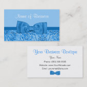 Carte De Visite Flore Bleue Chic Éblouissant Avec Joli Bow (Devant / Derrière)