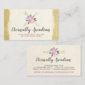 Carte De Visite Flore bohème rustique Flèches Blush rose or Boho (Devant / Derrière)