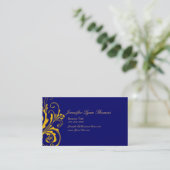 Carte De Visite Flore chic bleu et jaune (Debout devant)