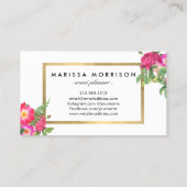 Carte De Visite Flore de beauté élégante Blanc et Faux Or (Dos)