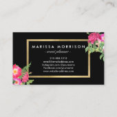 Carte De Visite Flore de beauté élégante Noir et Faux Or (Dos)