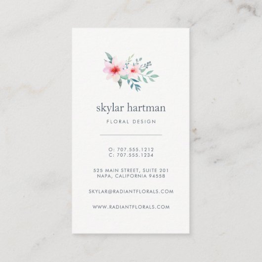 Carte De Visite Flore de Blush et de Sage | vertical (Dos)