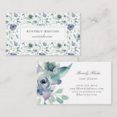 Carte De Visite Flore de l'aquarelle bleue (Devant / Derrière)