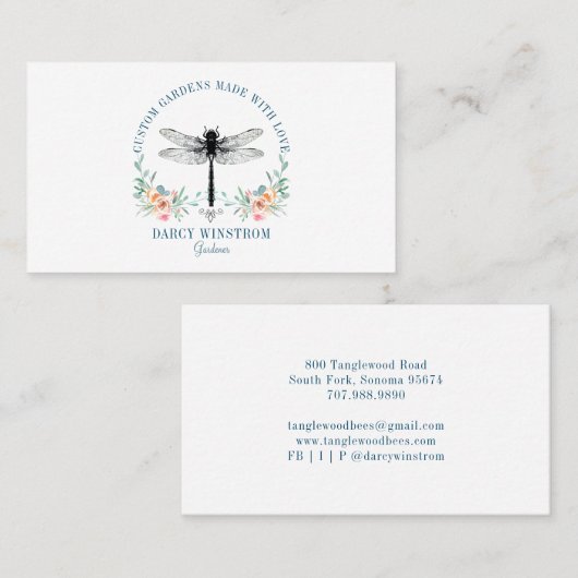 Carte De Visite Flore de libellule du jardinier (Devant / Derrière)