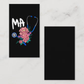 Carte De Visite Flore de stéthoscope à fleurs de l'infirmière adjo (Devant / Derrière)