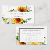 Carte De Visite Flore de tournesol artistique - Blanc 2 (Devant / Derrière)