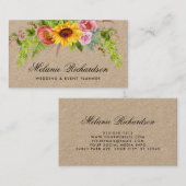 Carte De Visite Flore de tournesol d'aquarelle Kraft (Devant / Derrière)