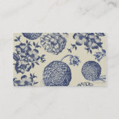 Carte De Visite Flore d'impression florale de fleurs bleues antiqu (Dos)