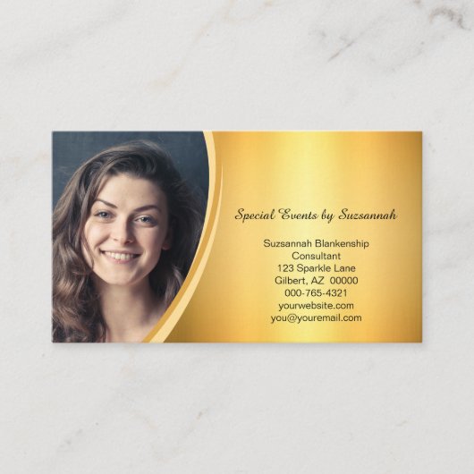 Carte De Visite Flore d'or professionnel Photo personnalisée Code (Devant)