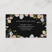 Carte De Visite Flore du jardin de printemps sur noir | Monogramme (Dos)