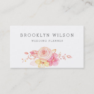 Carte De Visite Flore Élégante Avec Wedding planner perles
