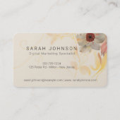 Carte De Visite Flore et plumes de Bohême créatives avec Monogramm (Dos)