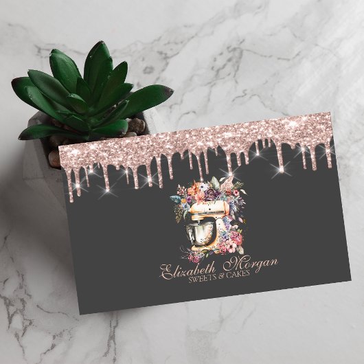 Carte De Visite Flore Mixer Rose Gold Drives Bakery