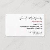 Carte De Visite Flore moderne rouge vert et or Noël (Dos)