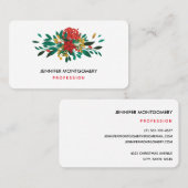 Carte De Visite Flore moderne rouge vert et or Noël (Devant / Derrière)