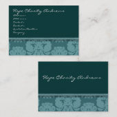Carte De Visite Flore profonde Aqua Damask - (Devant / Derrière)