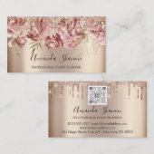 Carte De Visite Flore rose Déchets d'or QR CODE Logo (Devant / Derrière)