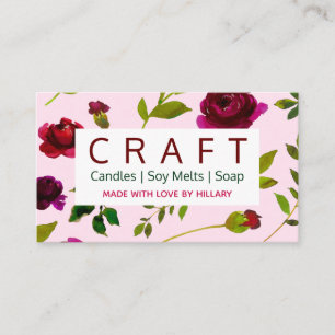 Carte De Visite Flore Rose DO-IT-YOURSELF Artisanat Bougie Soy Mel