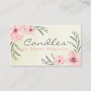 Carte De Visite Flore Rose Et Beige Faite À La Main Candle Soy Fra