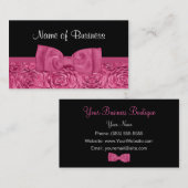 Carte De Visite Flore Rose rose et noir chic avec cabot (Devant / Derrière)