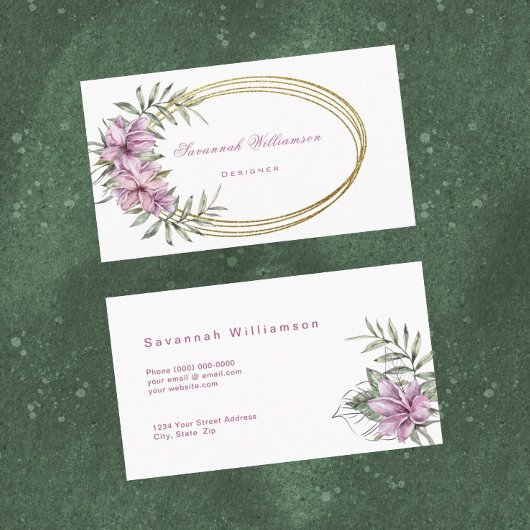 Carte De Visite Flore rose tropical personnalisable