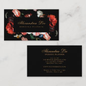 Carte De Visite Flore rouge foncé noir moody (Devant / Derrière)