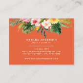Carte De Visite Flore tropicale orangée moderne feuillage (Dos)