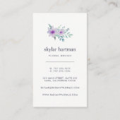 Carte De Visite Flore violette et de sable | vertical (Dos)