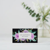 Carte De Visite Flore violette peinte | Noir (Debout devant)