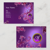 Carte De Visite FLORENTINE BAROQUE MONOGRAM GEM Améthyste mauve (Devant / Derrière)
