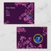 Carte De Visite FLORENTINE BAROQUE MONOGRAM GEM bleu violet rouge (Devant / Derrière)