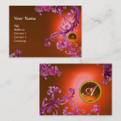 Carte De Visite FLORENTINE BAROQUE MONOGRAM GEM orange violet roug (Devant / Derrière)