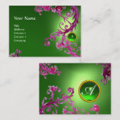 Carte De Visite FLORENTINE BAROQUE MONOGRAM GEM vert violet rouge (Devant / Derrière)