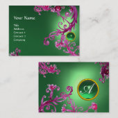 Carte De Visite FLORENTINE BAROQUE MONOGRAM GEM vert violet rouge (Devant / Derrière)